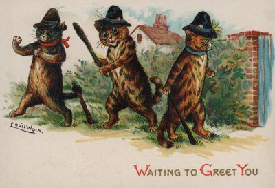 Trois chats attendant de vous saluer - Louis Wain